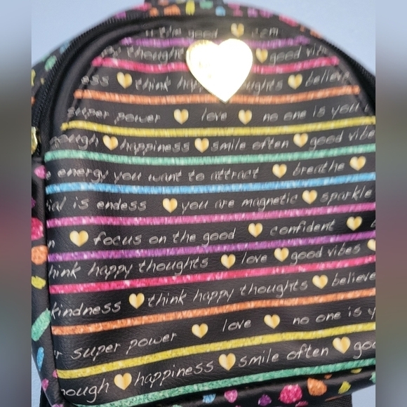 Luv Betsey by Betsy Johnson Rainbow Stripes Positive Verbage Small Backpack NWOT - Picture 8 of 8